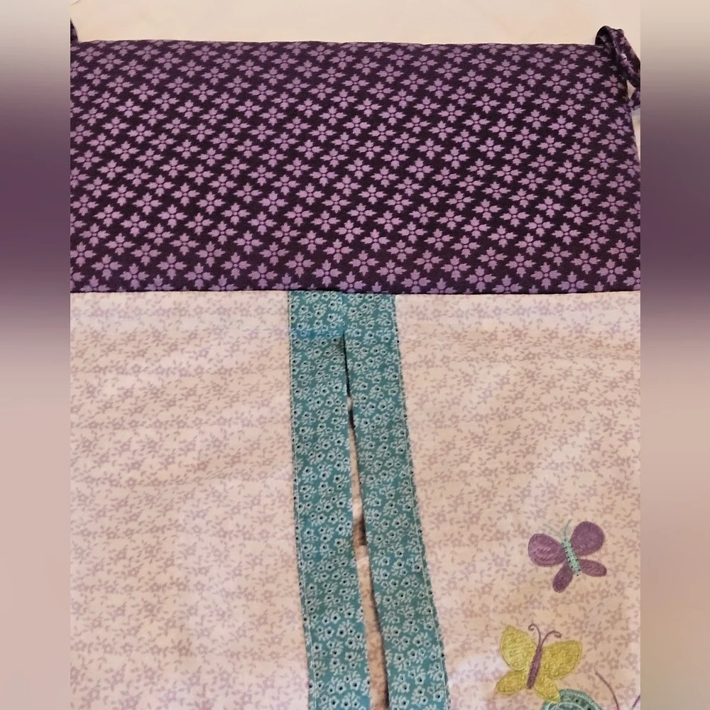Nojo 2-pcs Set Hanging Nursery Organizer Purple Floral Butterflies Diaper Caddy